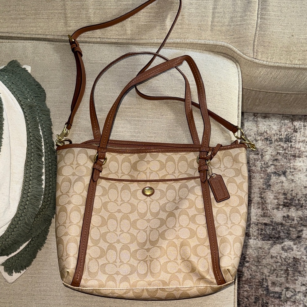 Coach Beige and Brown Shoulder Bag